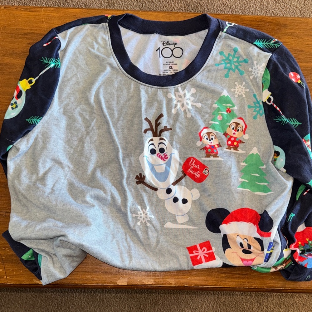 Disney Navy & Light Gray Holiday Pajama Set with Mickey, Olaf & Friends - Picture 2 of 5
